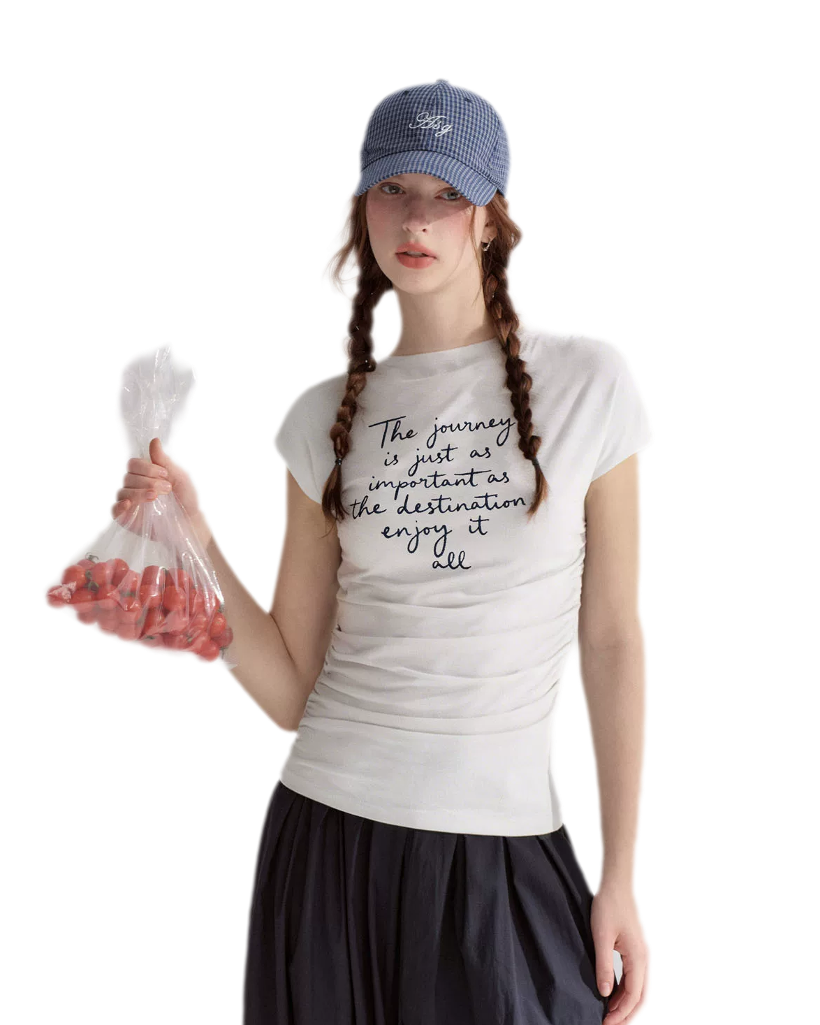 Ruched Embroidered Sleeve T-Shirt