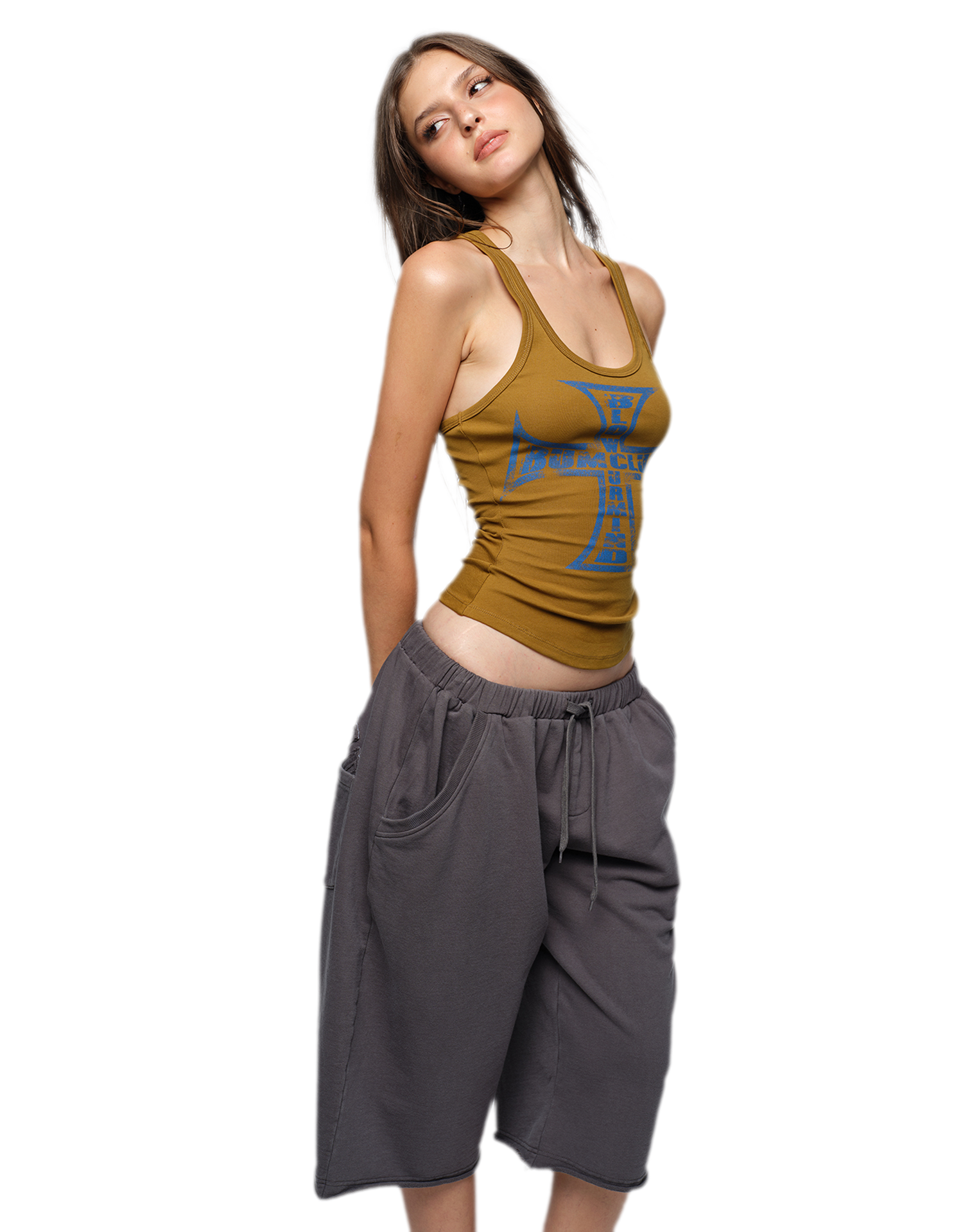 Cross Print Ribbed Tank