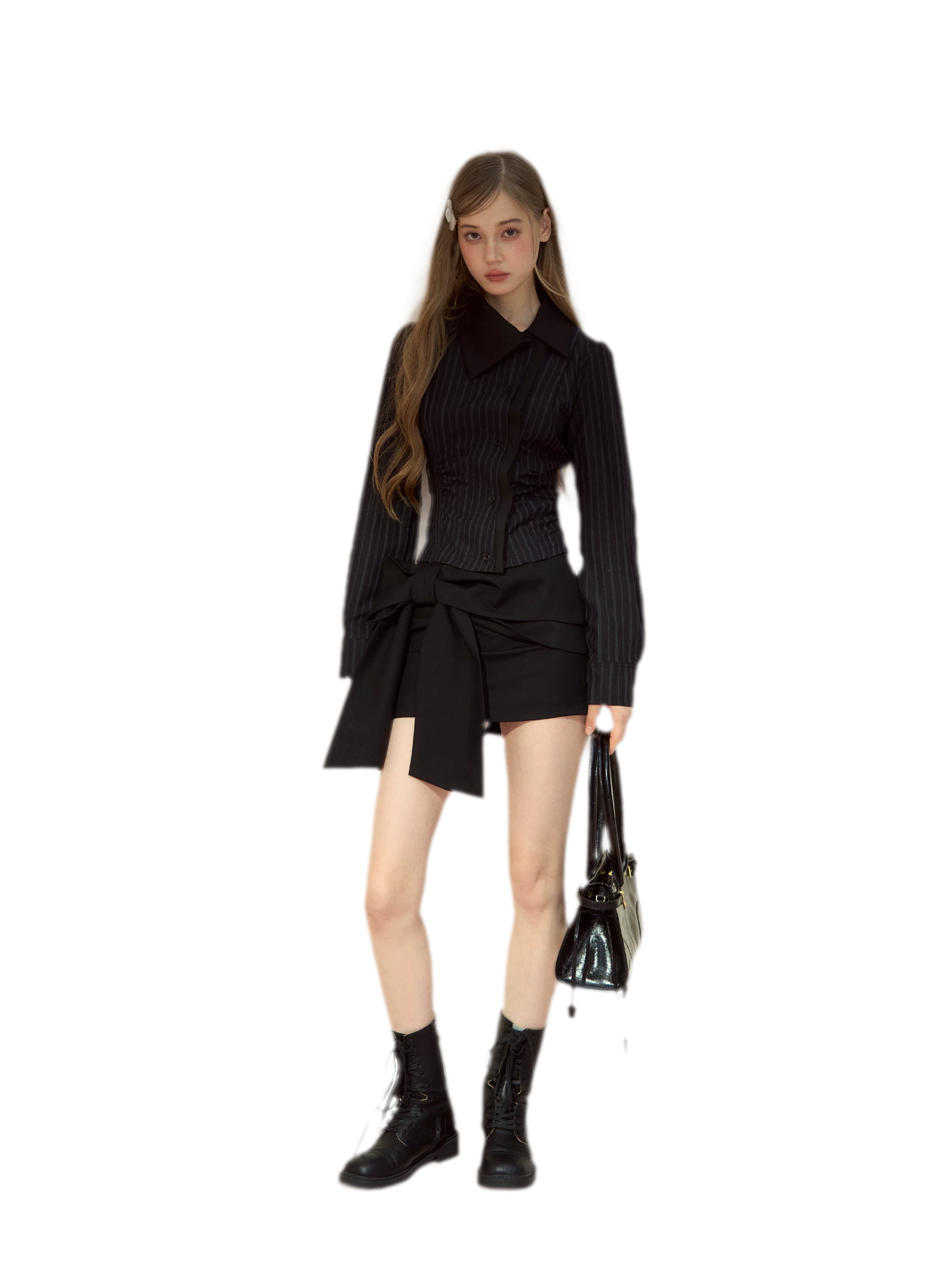 Bow Stripe Shirt Set