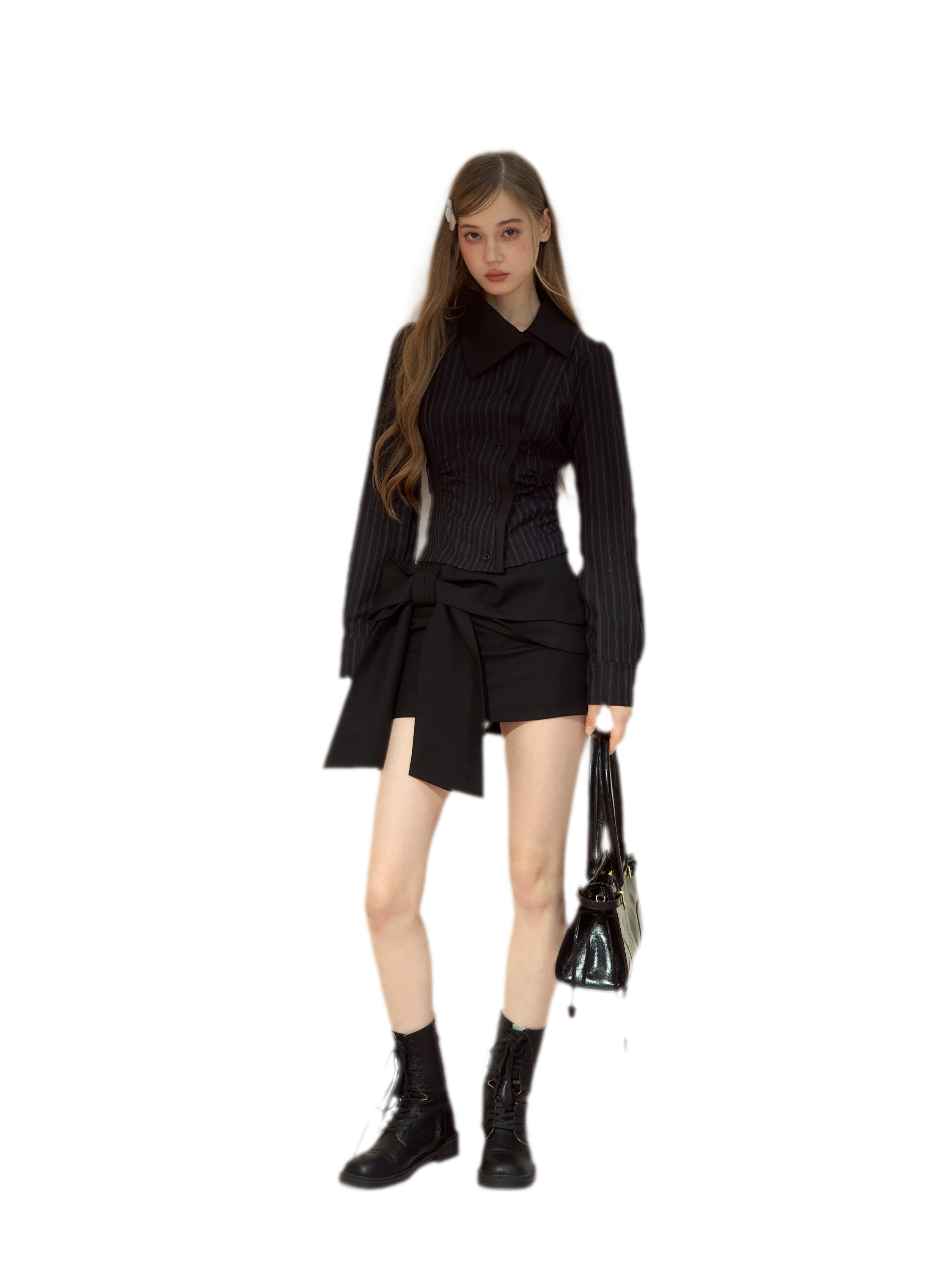 Bow Stripe Shirt Set