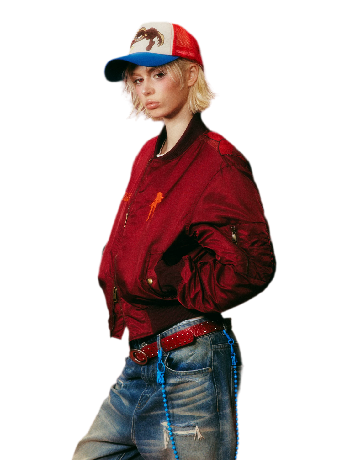 DSM x EVA Cropped Slim-Fit Bomber Jacket