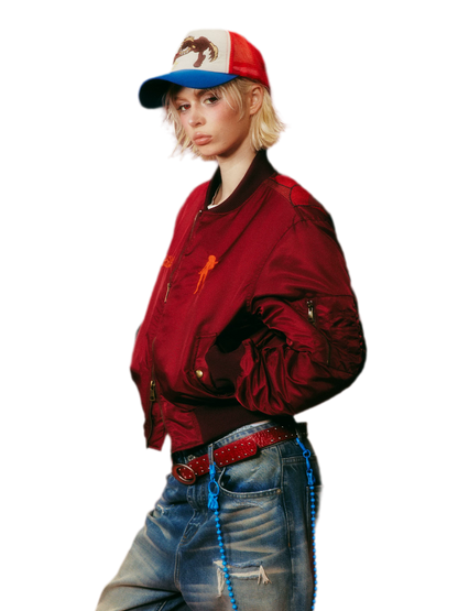 Cropped Slim-Fit Bomber Jacket