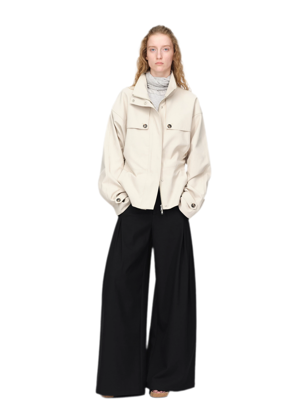 Gemerceriseerde twill trenchcoat met vleermuismouwen