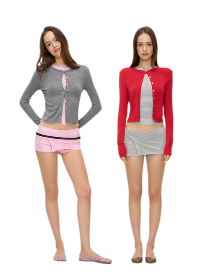 Ribbed Button Trim Set