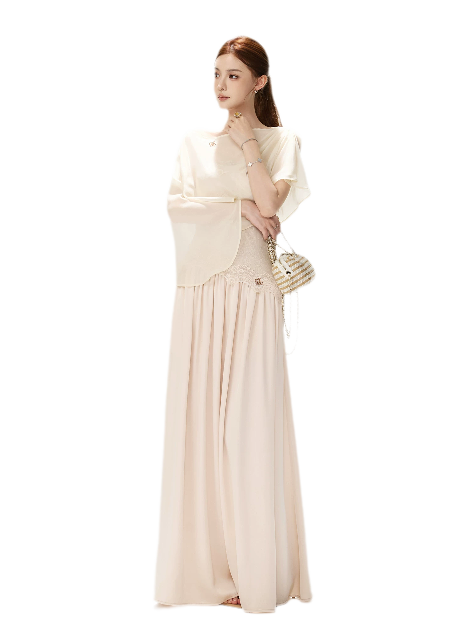 Lace Backless Satin Dress