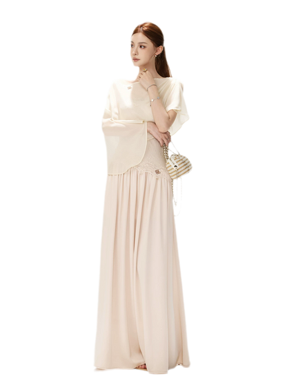 Lace Backless Satin Dress
