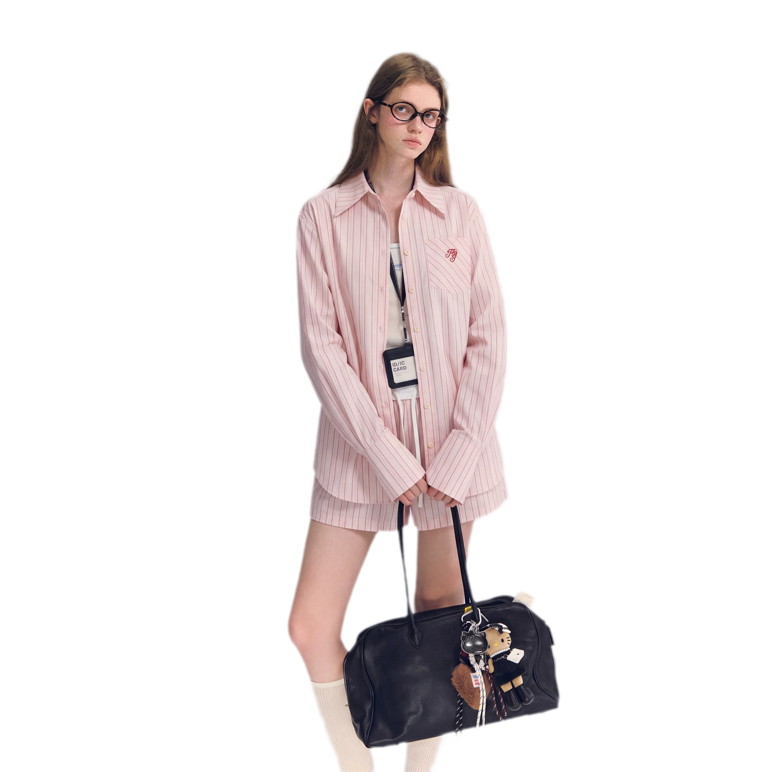 Striped Embroidered Shirt Set