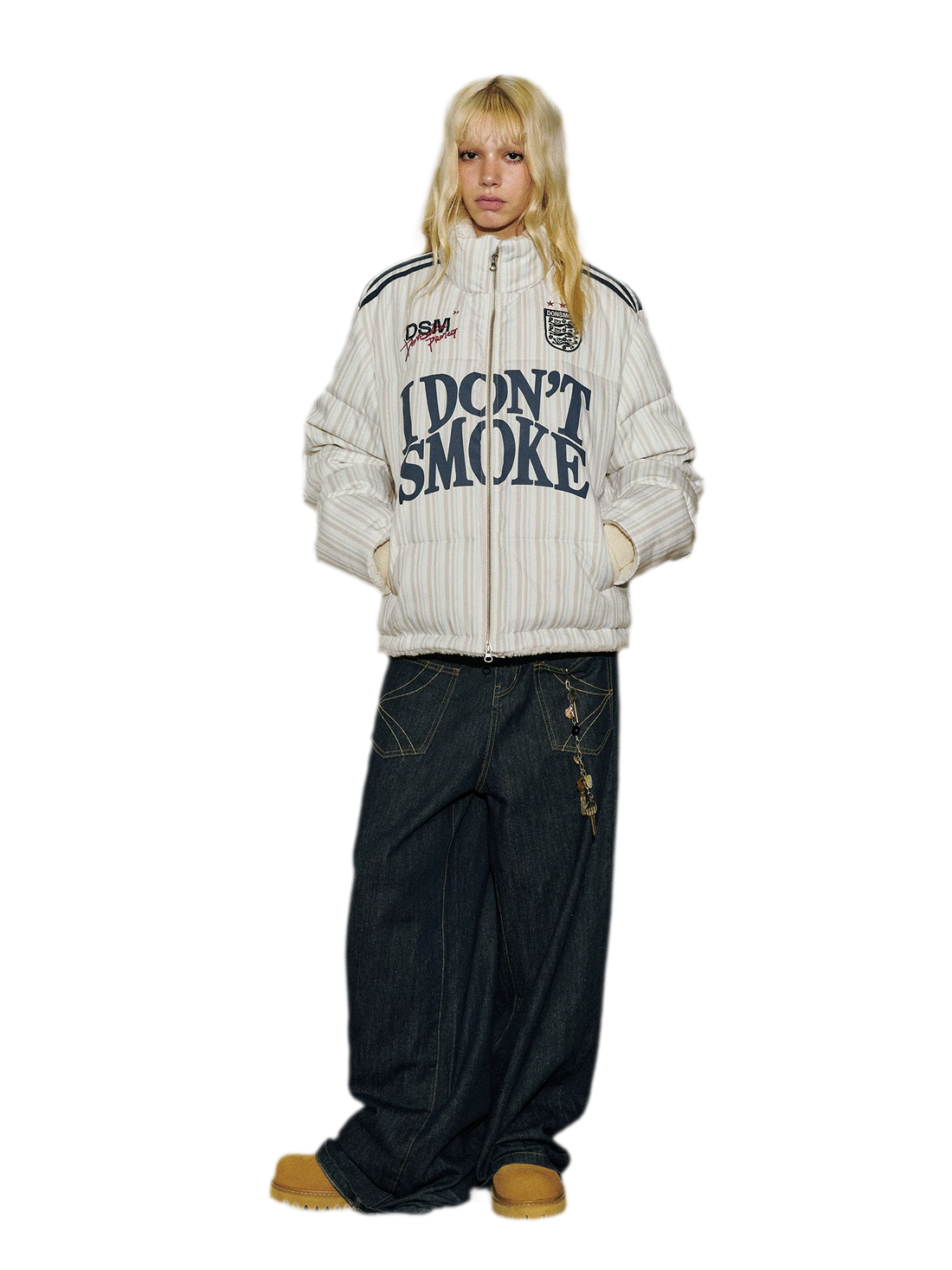 Reversible Denim Baggy Straight Pants