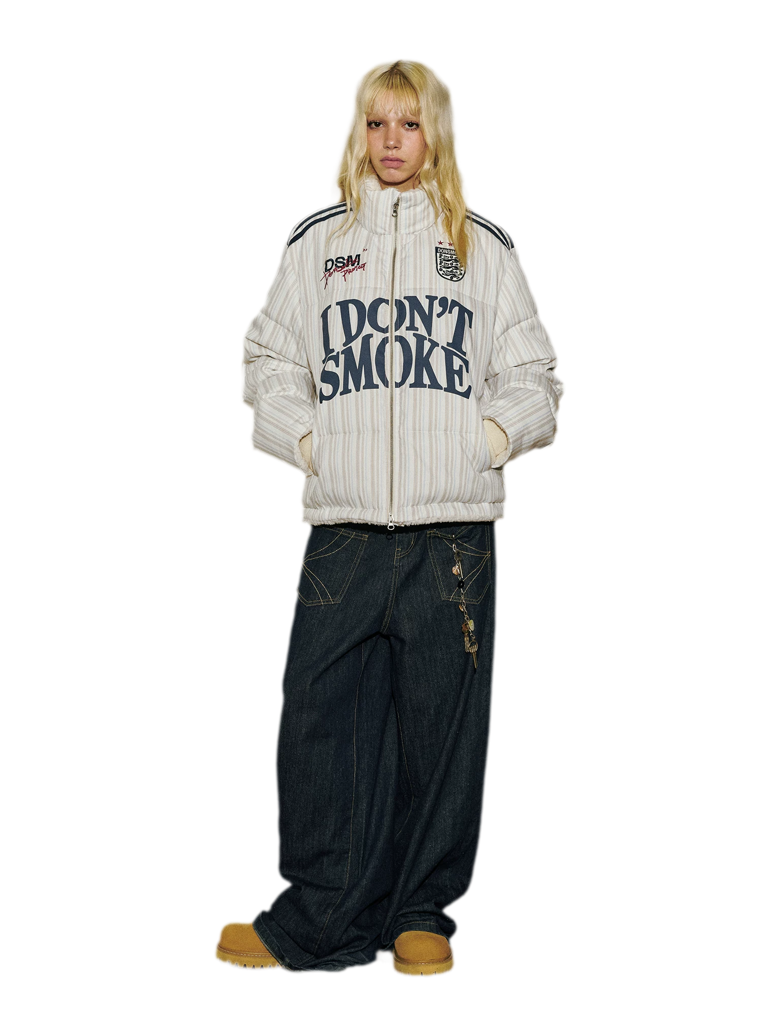Reversible Denim Baggy Straight Pants
