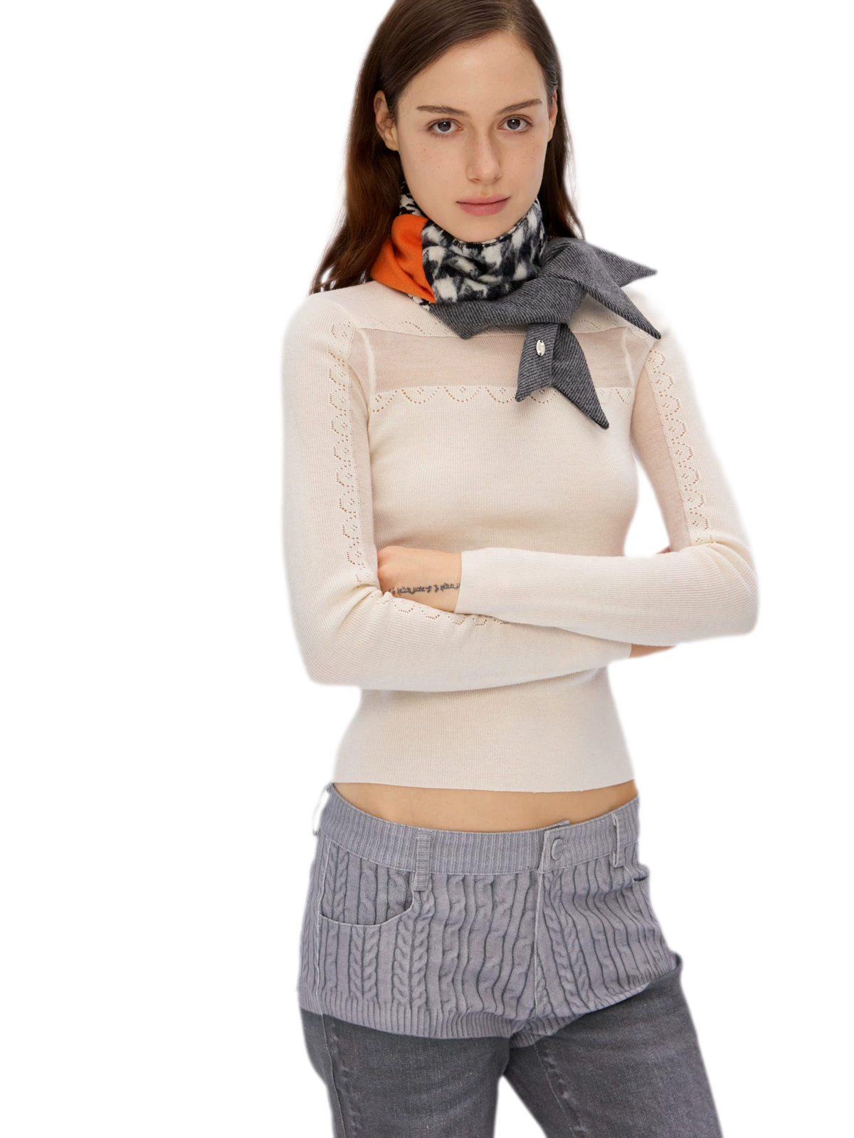 Wool Color-Block Rectangular Scarf