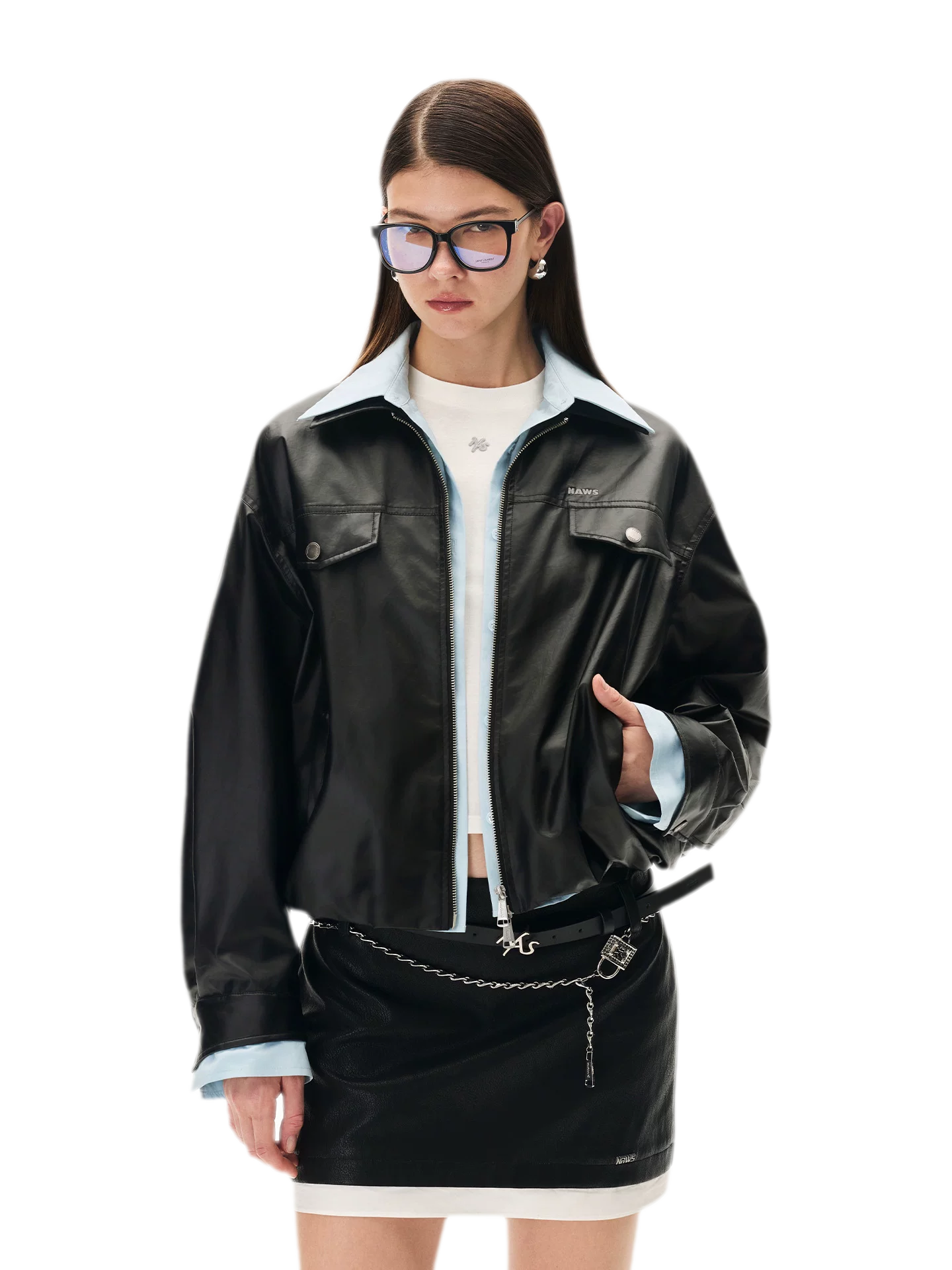 Matte Cropped Deconstructed Jacket