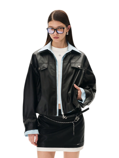 Matte Cropped Deconstructed Jacket