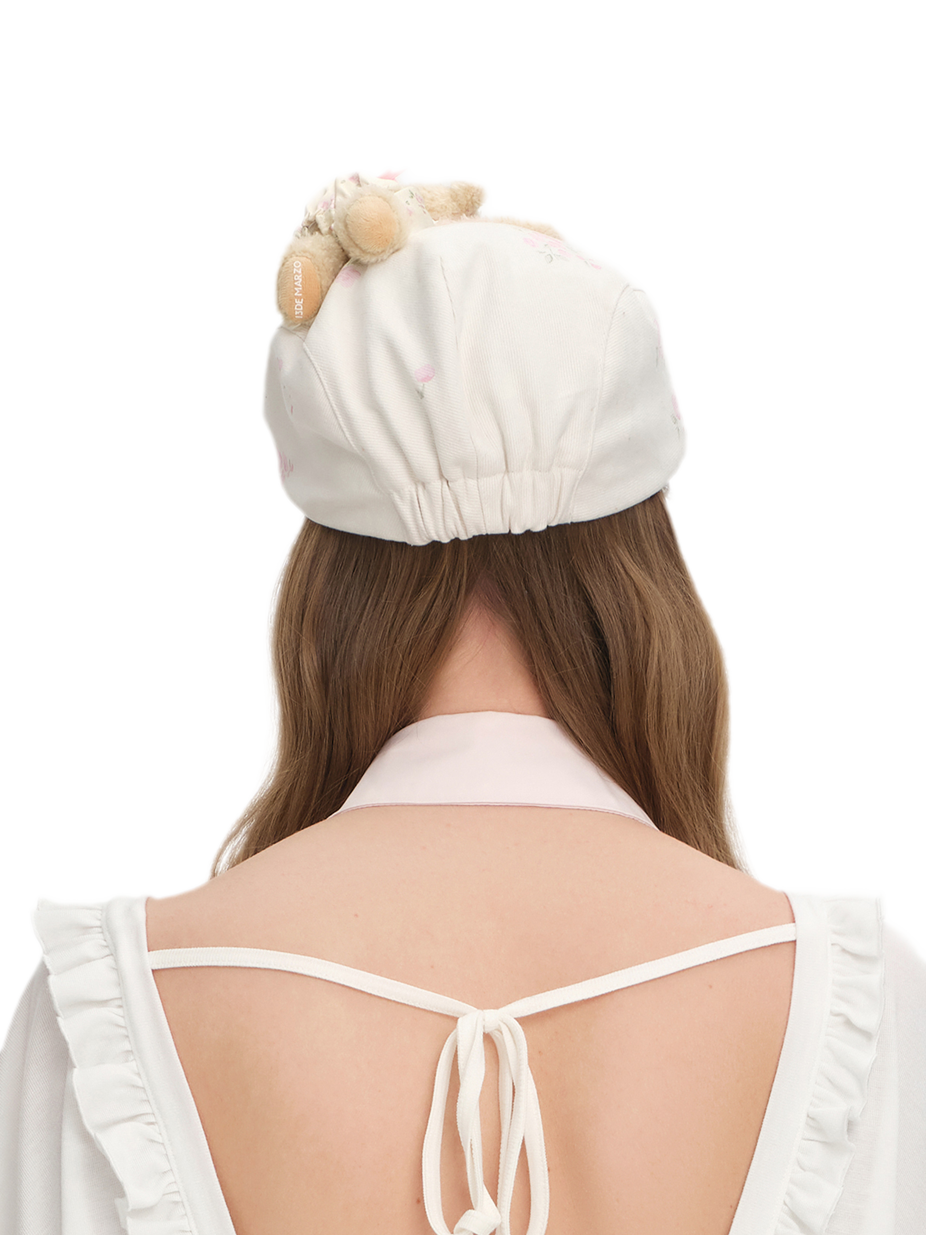 Floral Ruffle Embroidered Cap