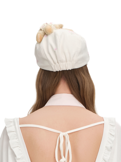 Floral Ruffle Embroidered Cap