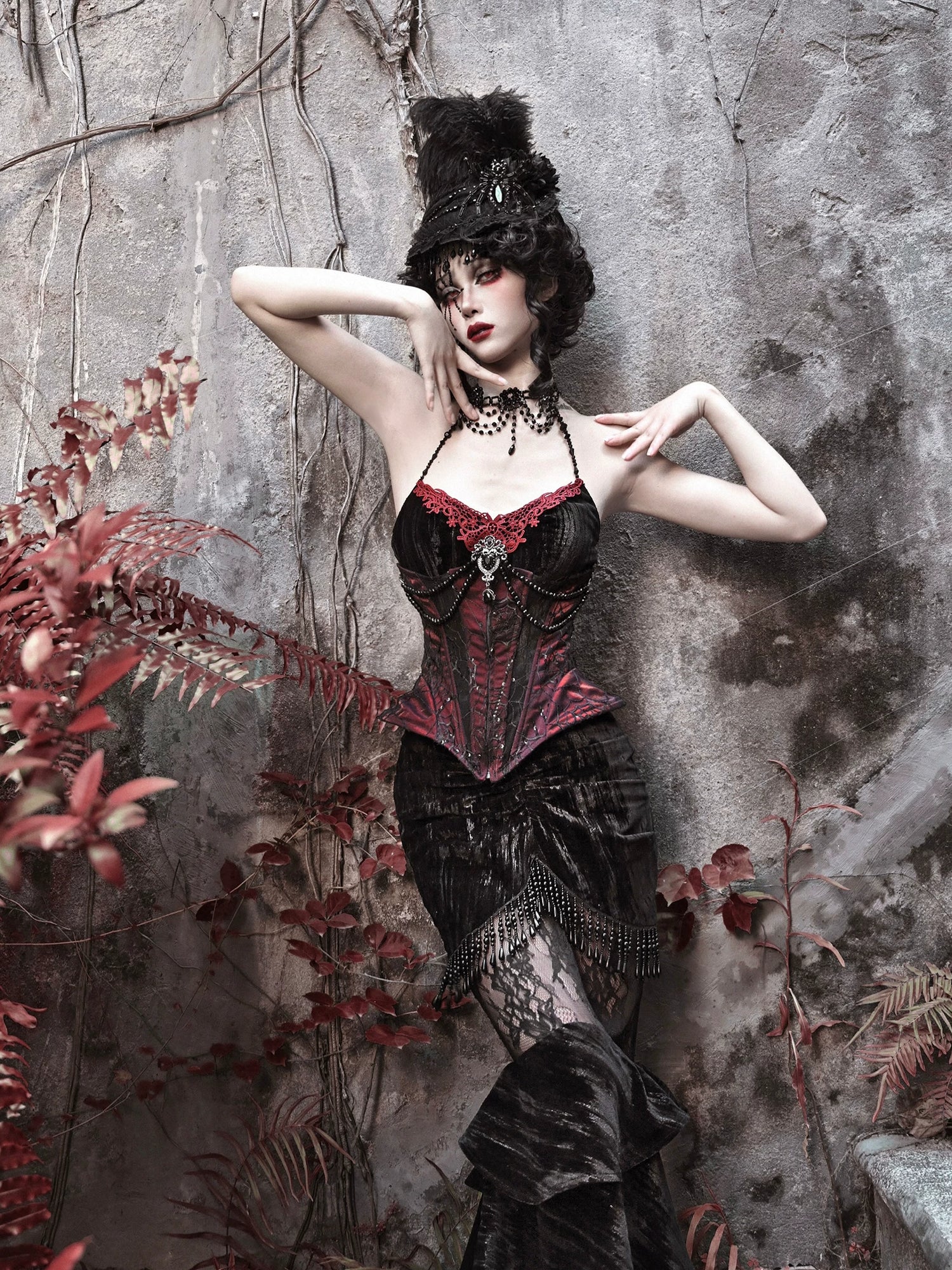 Gothic Velvet Fishbone Corset