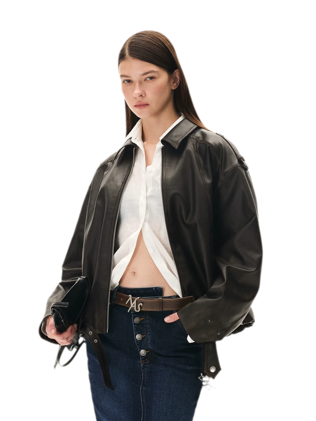 Aged Faux Leather Harrington Jacket