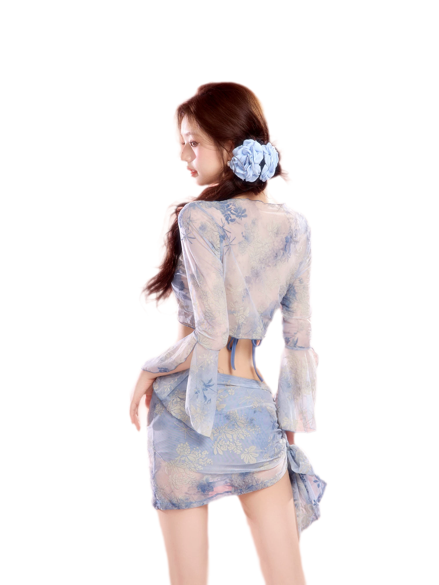 Blue Skirted Swim Set