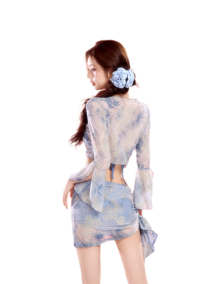 Blue Skirted Swim Set