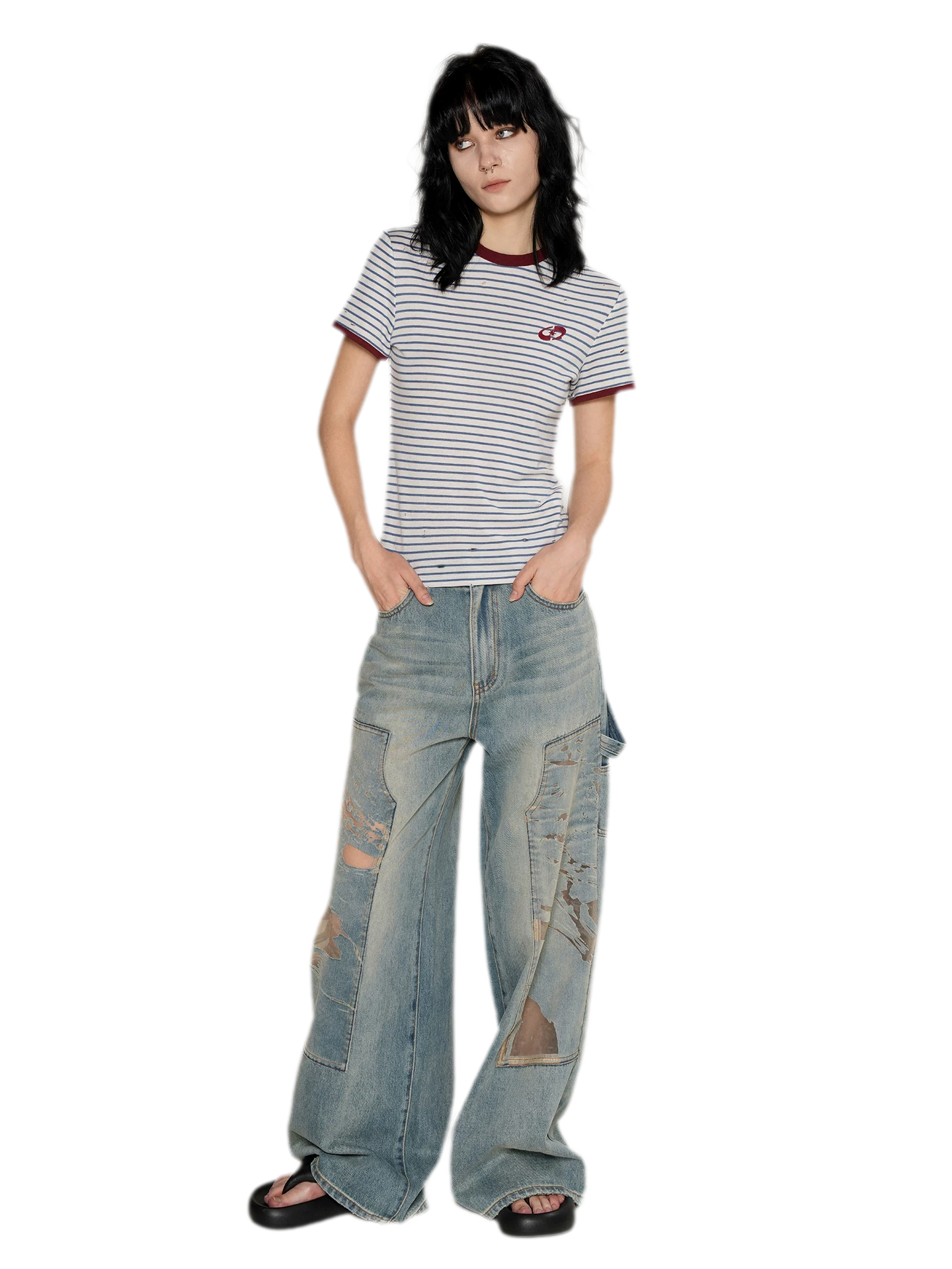 Lyocell Contrast Ribbed T-Shirt
