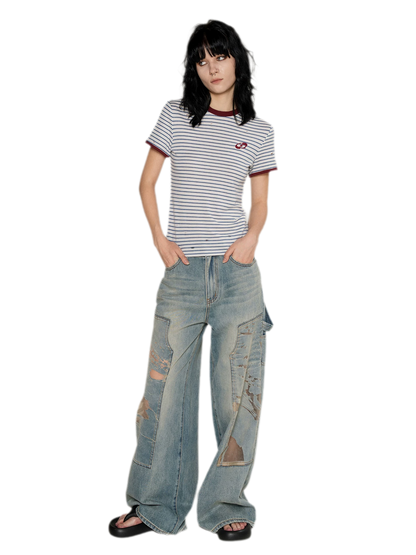 Lyocell Contrast Ribbed T-Shirt