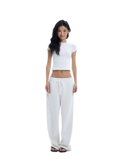 Wide-Leg Drawstring Sweatpants