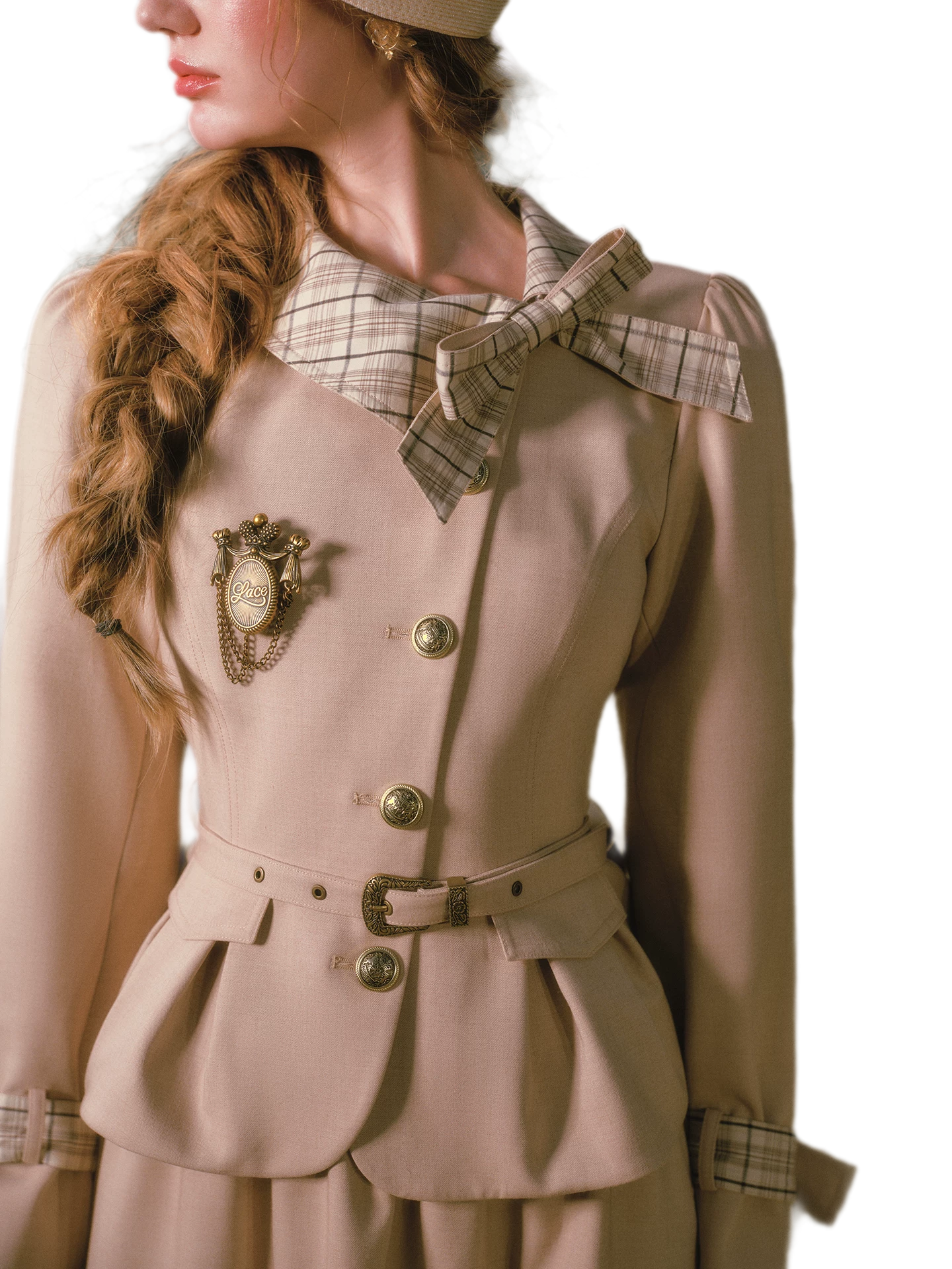 Vintage Belted Trench Skirt Set