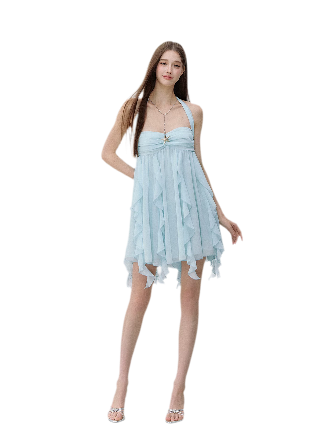 Starfish Ruffle Halter Dress