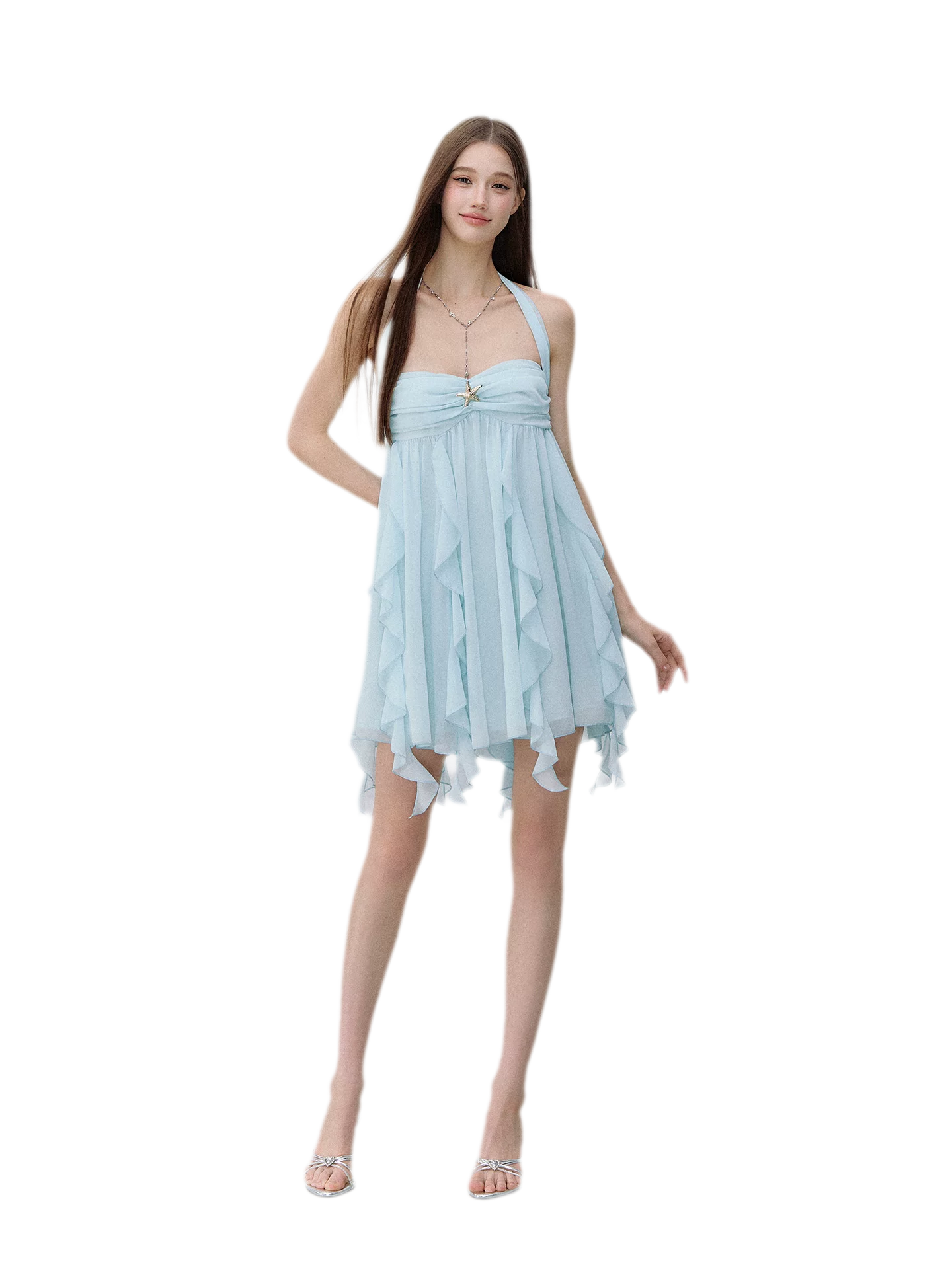 Starfish Ruffle Halter Dress