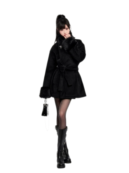 Faux Fur Short Wrap Coat