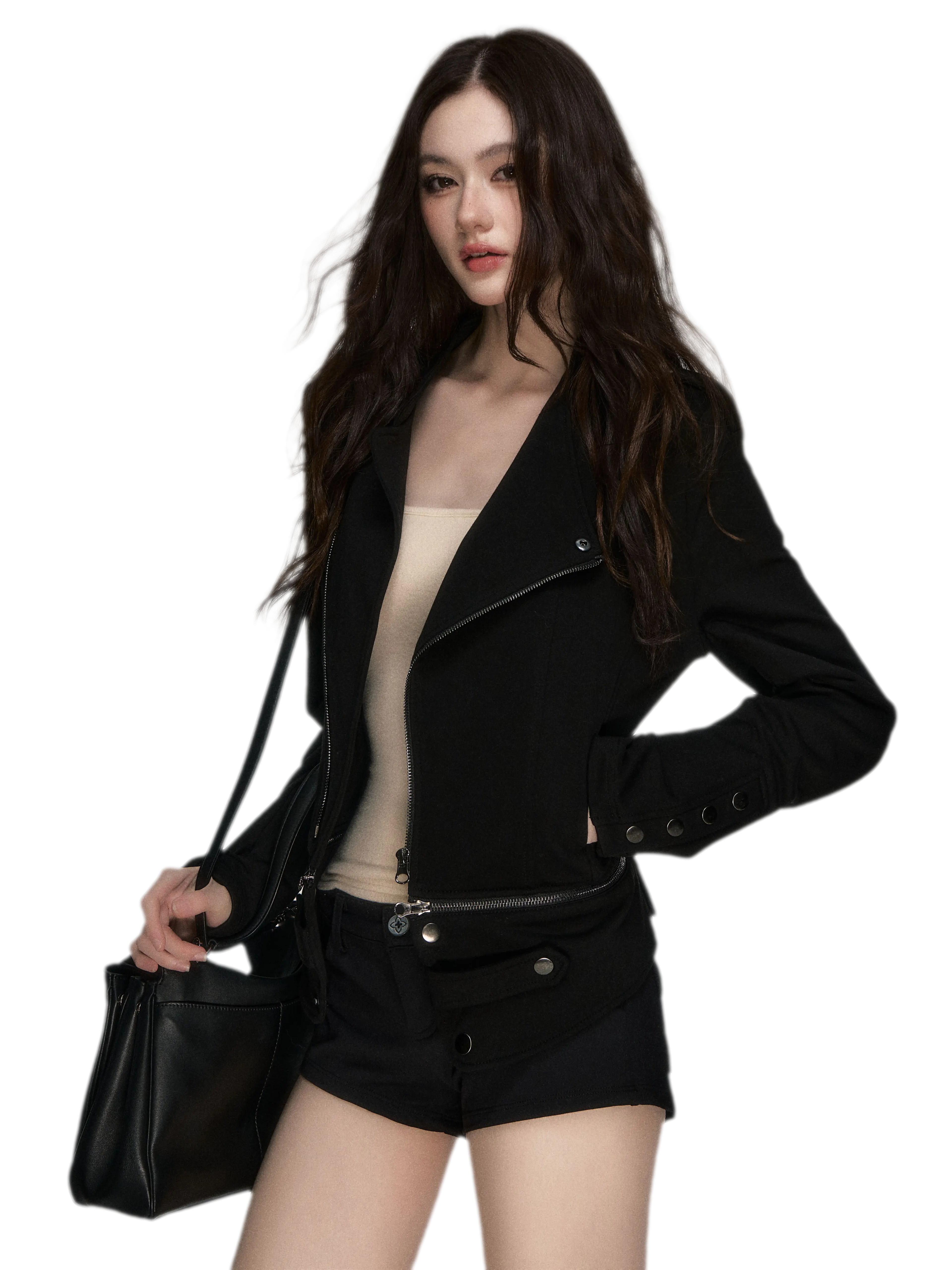 Metal Zip Cropped Hoodie