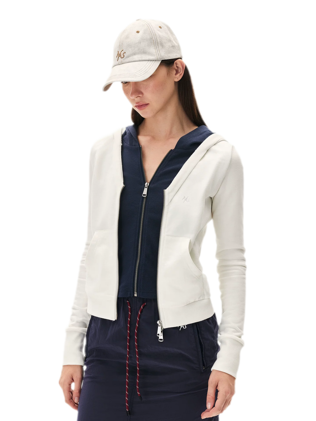 Paneled Faux-Two-Piece Hooded Sweatshirt