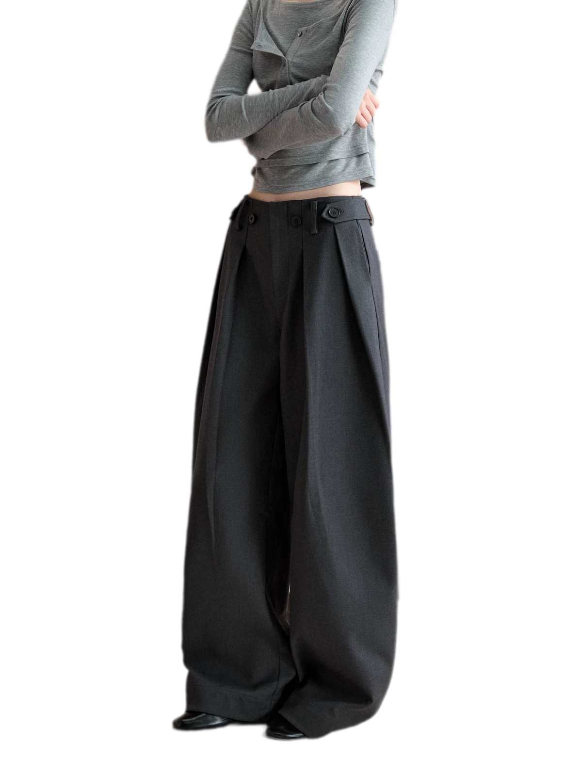 Double Pleat Curved Trousers