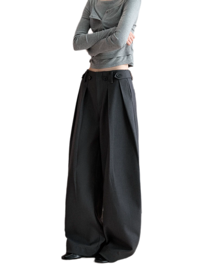 Double Pleat Curved Trousers