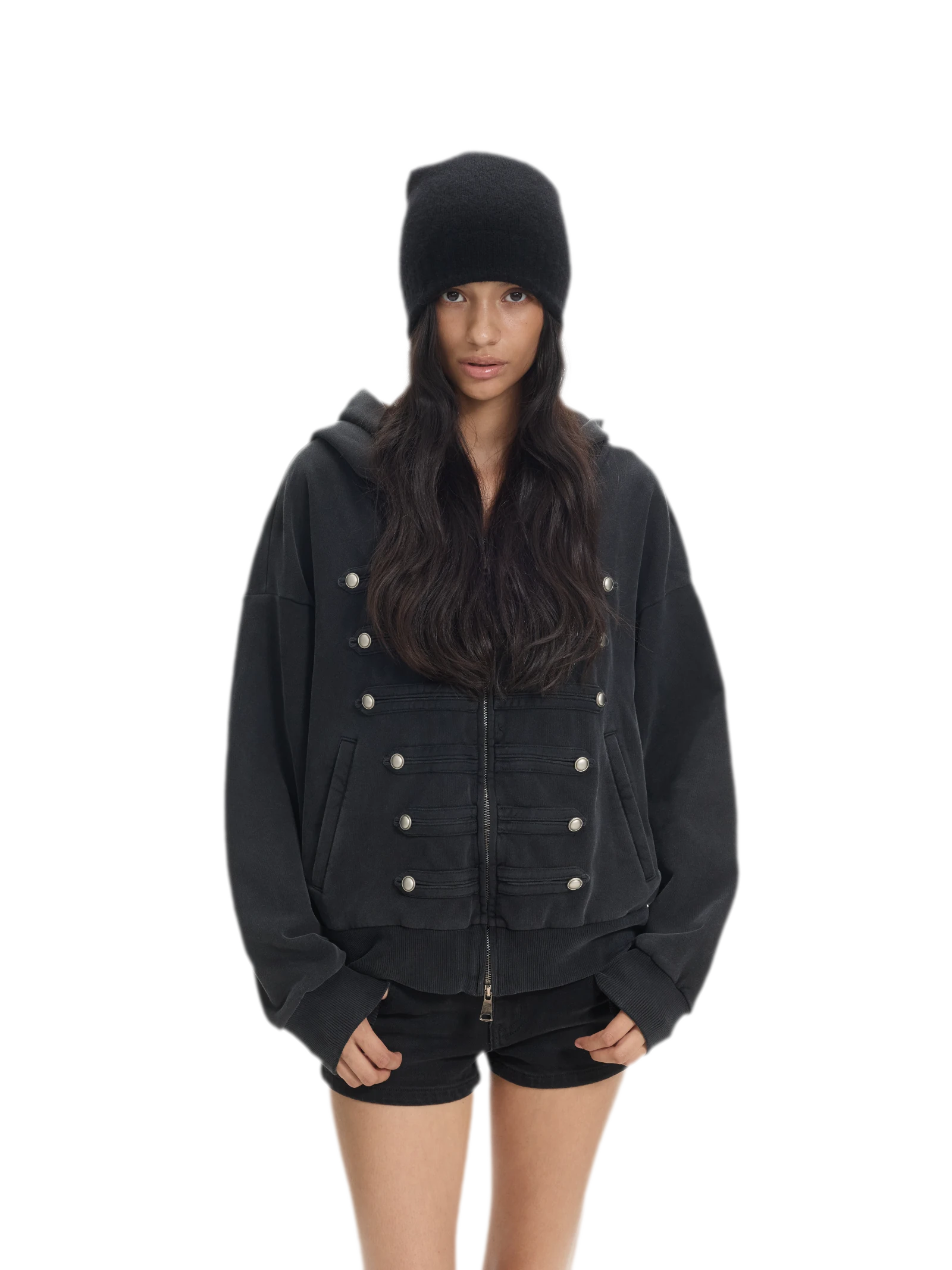 Washed Napoleon Hooded Jacket