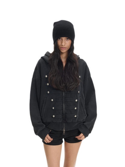 Washed Napoleon Hooded Jacket
