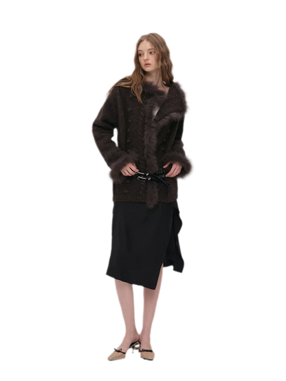 Long-Pile Fox Fur Cardigan