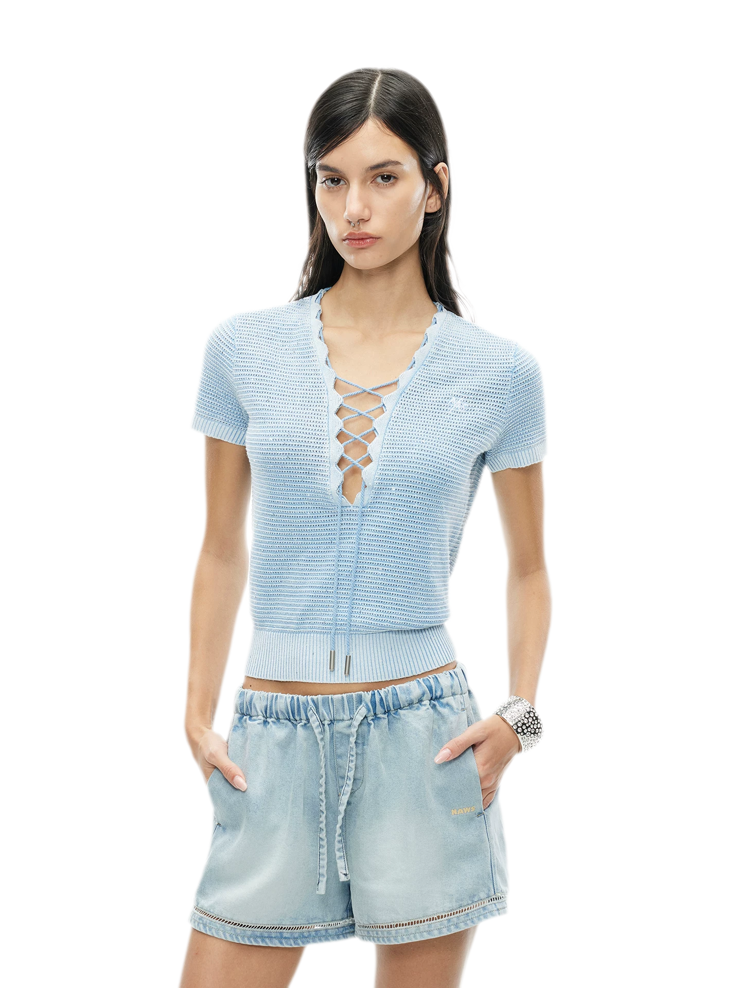 Lyocell Washed Denim Shorts