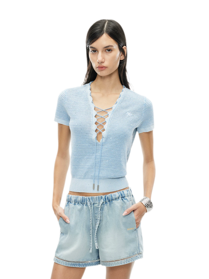 Lyocell Washed Denim Shorts