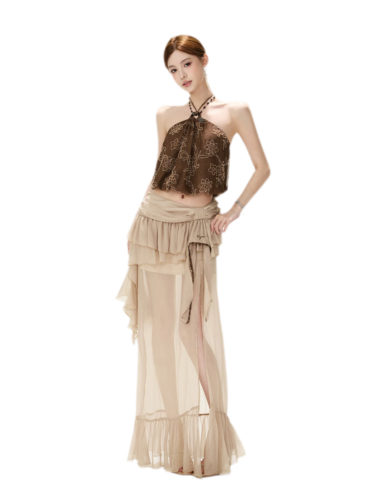 CYNR Beaded Halter Crop Top – view 4