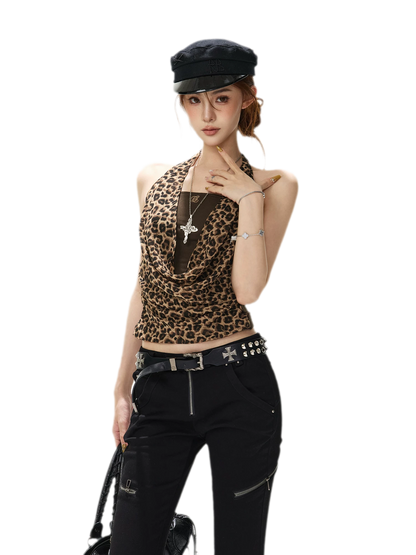 Leopard Sheer Halter Top