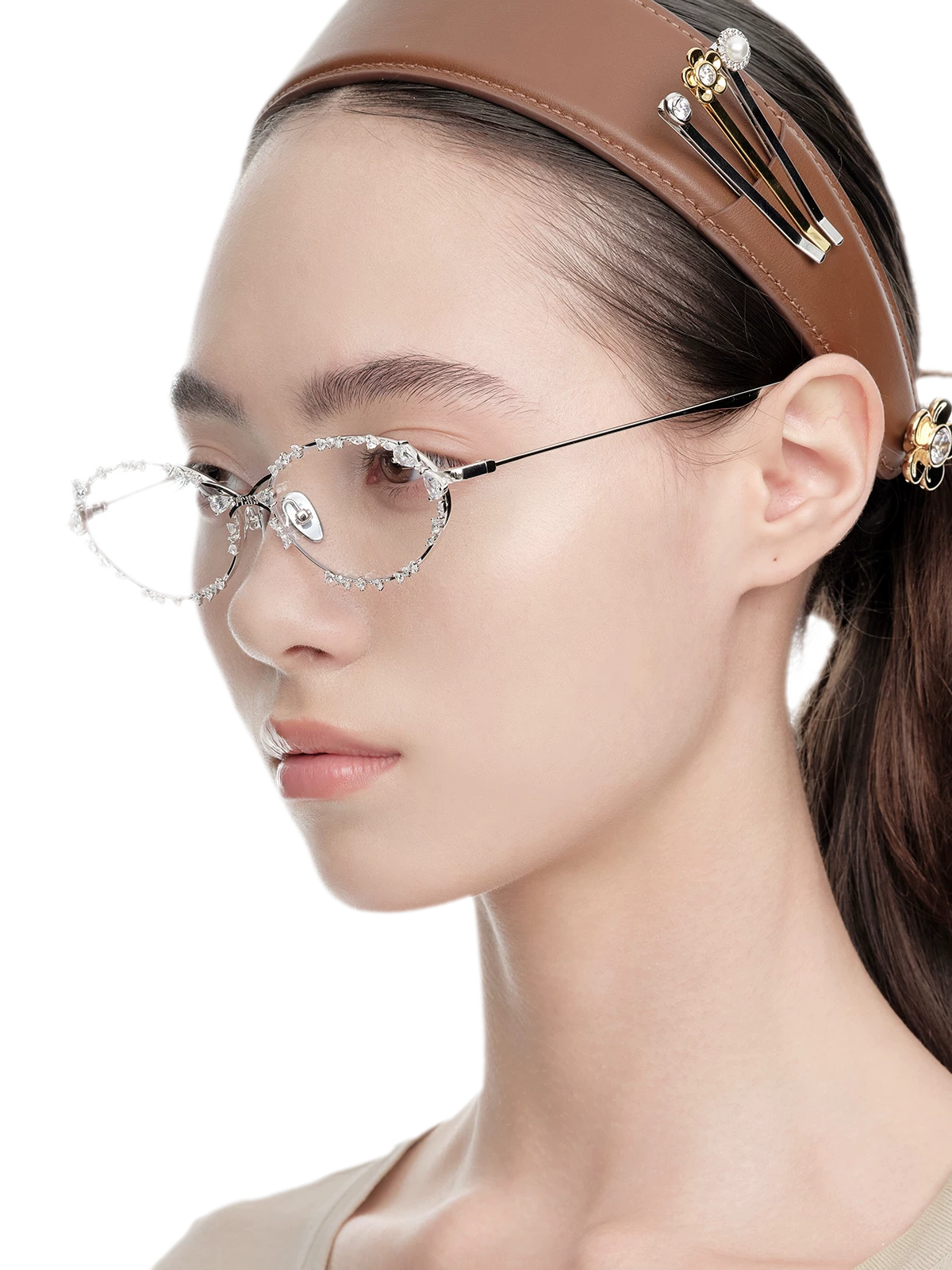 Cubic Zirconia Oval Eyewear