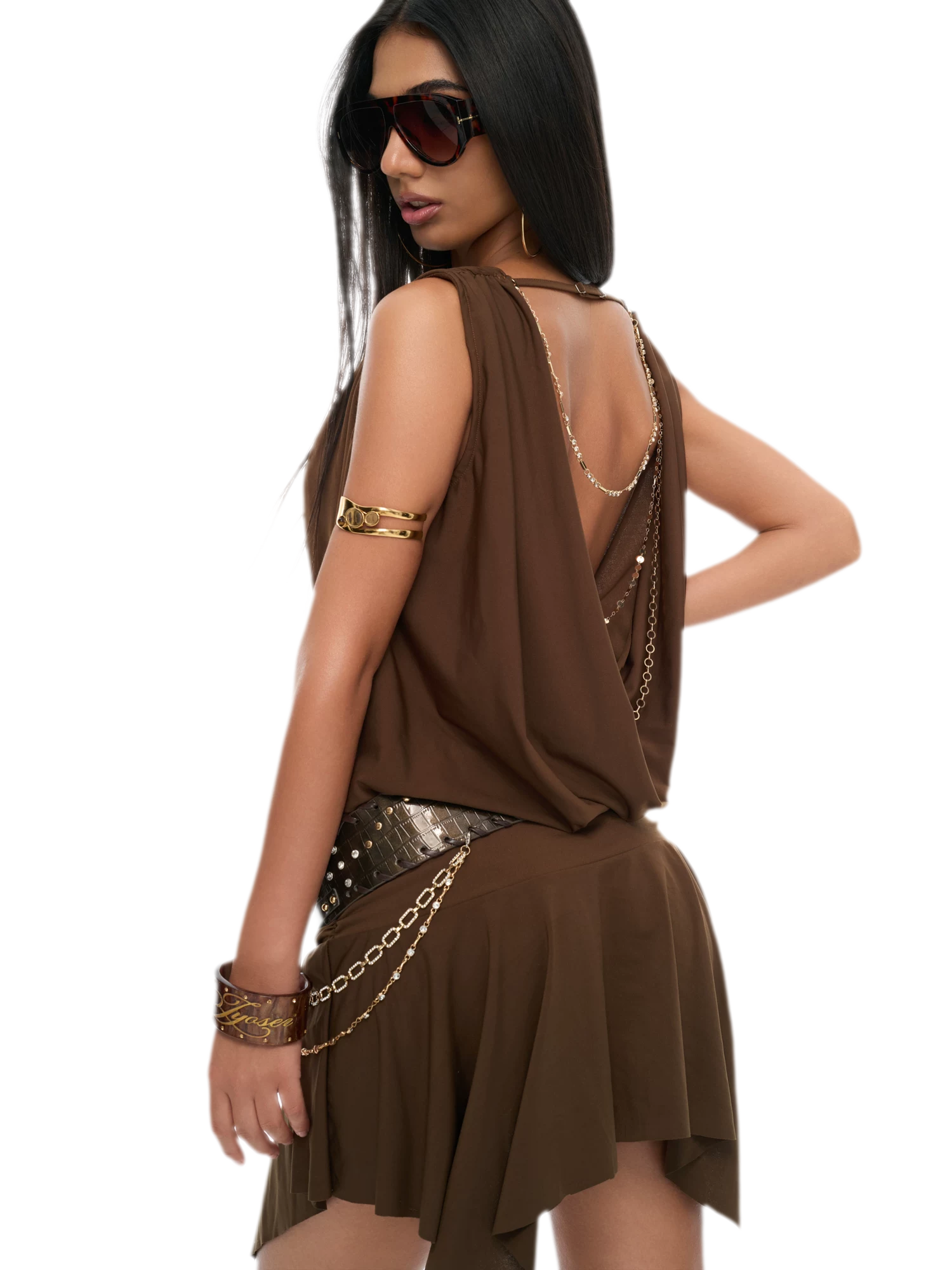 U-Neck Irregular Hem Sleeveless Dress