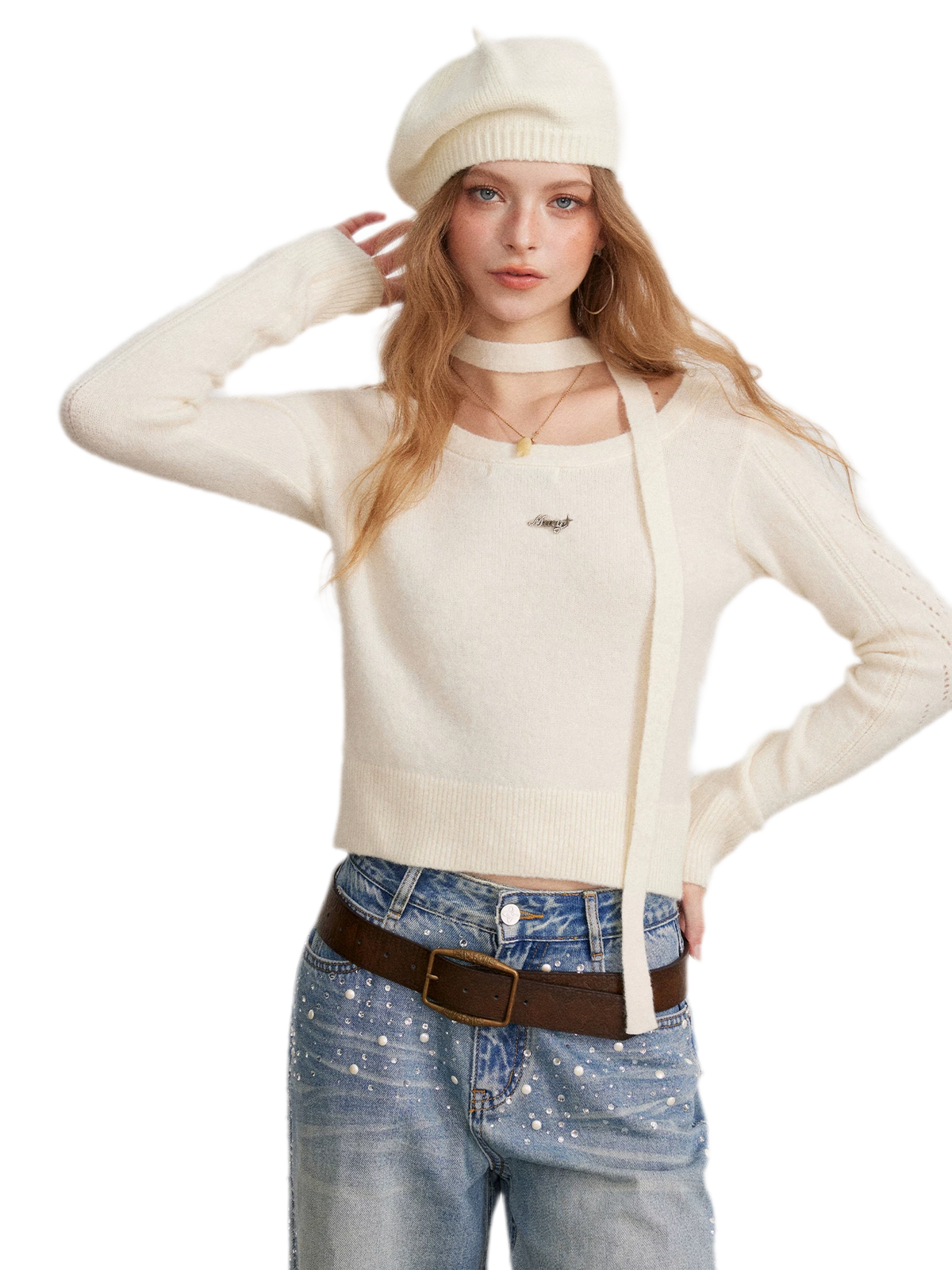Openwork Reversible Knit Top