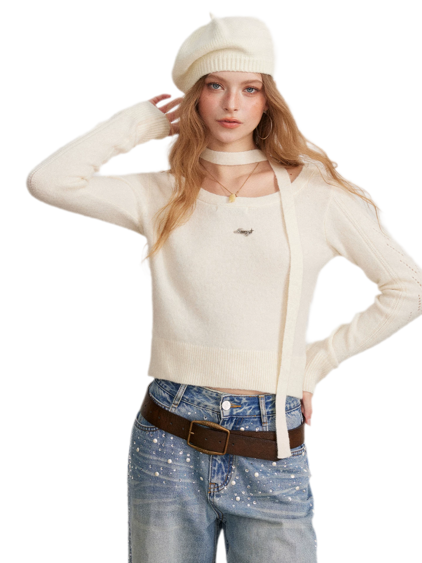 Openwork Reversible Knit Top