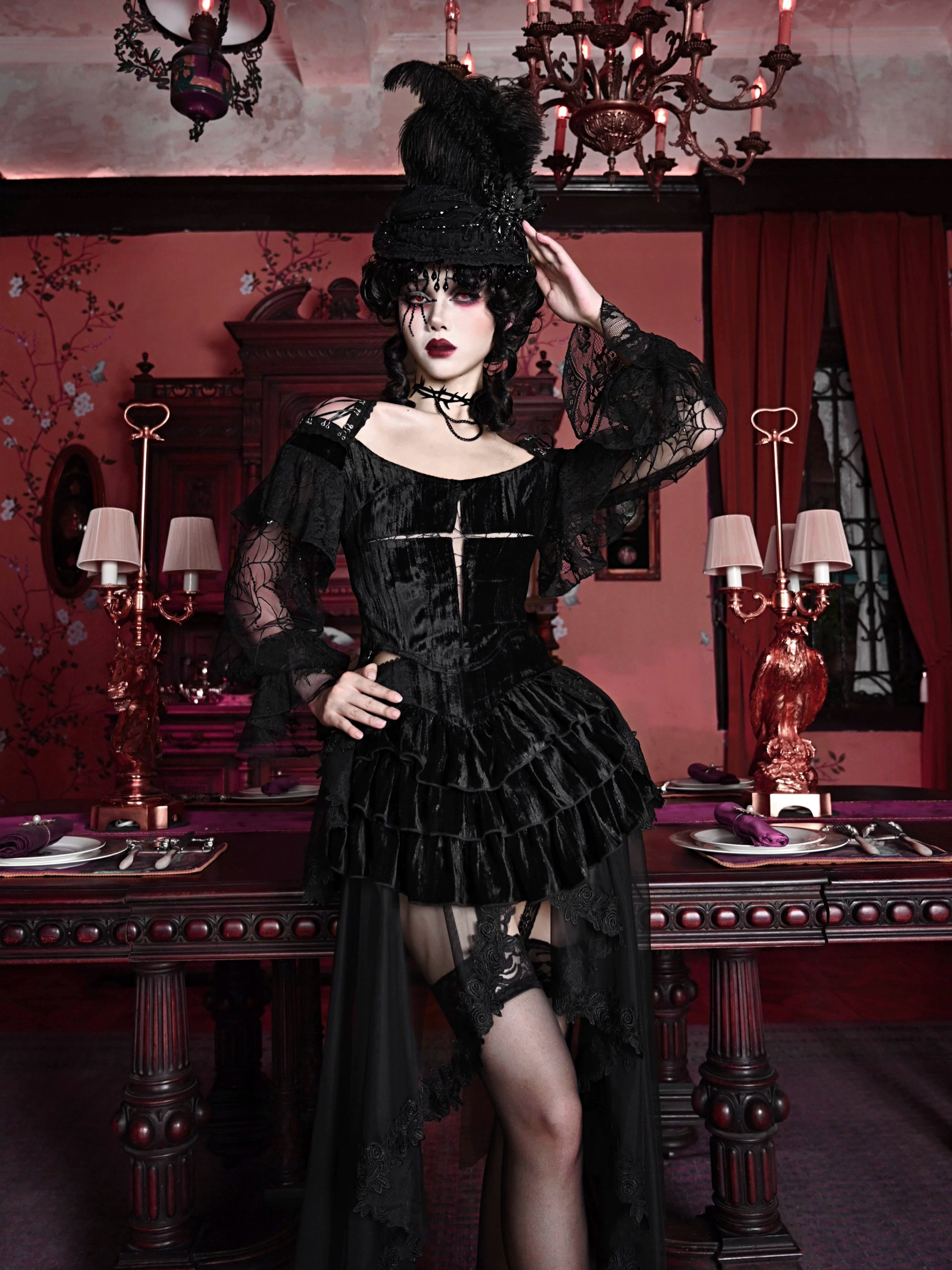 Embossed Velvet Gothic Blouse