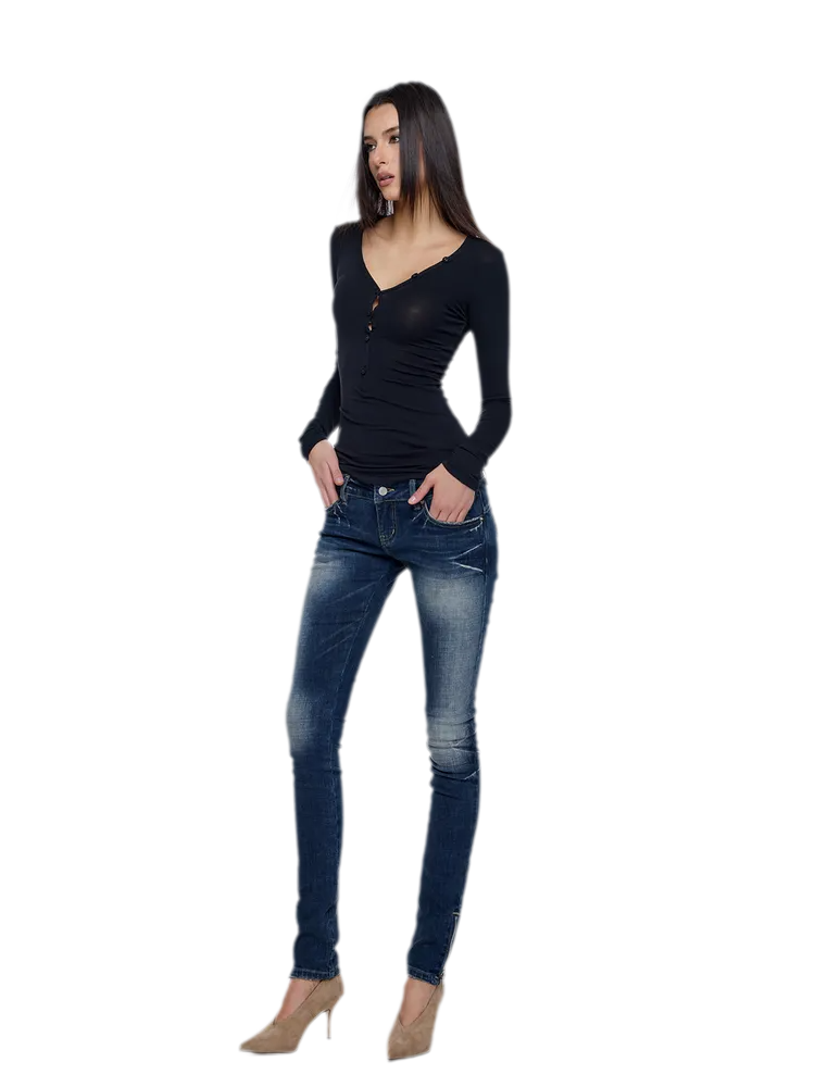 Slim V-Neck Knit Top
