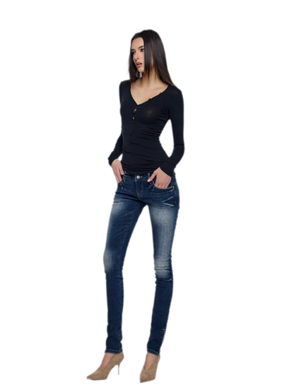 Slim V-Neck Knit Top
