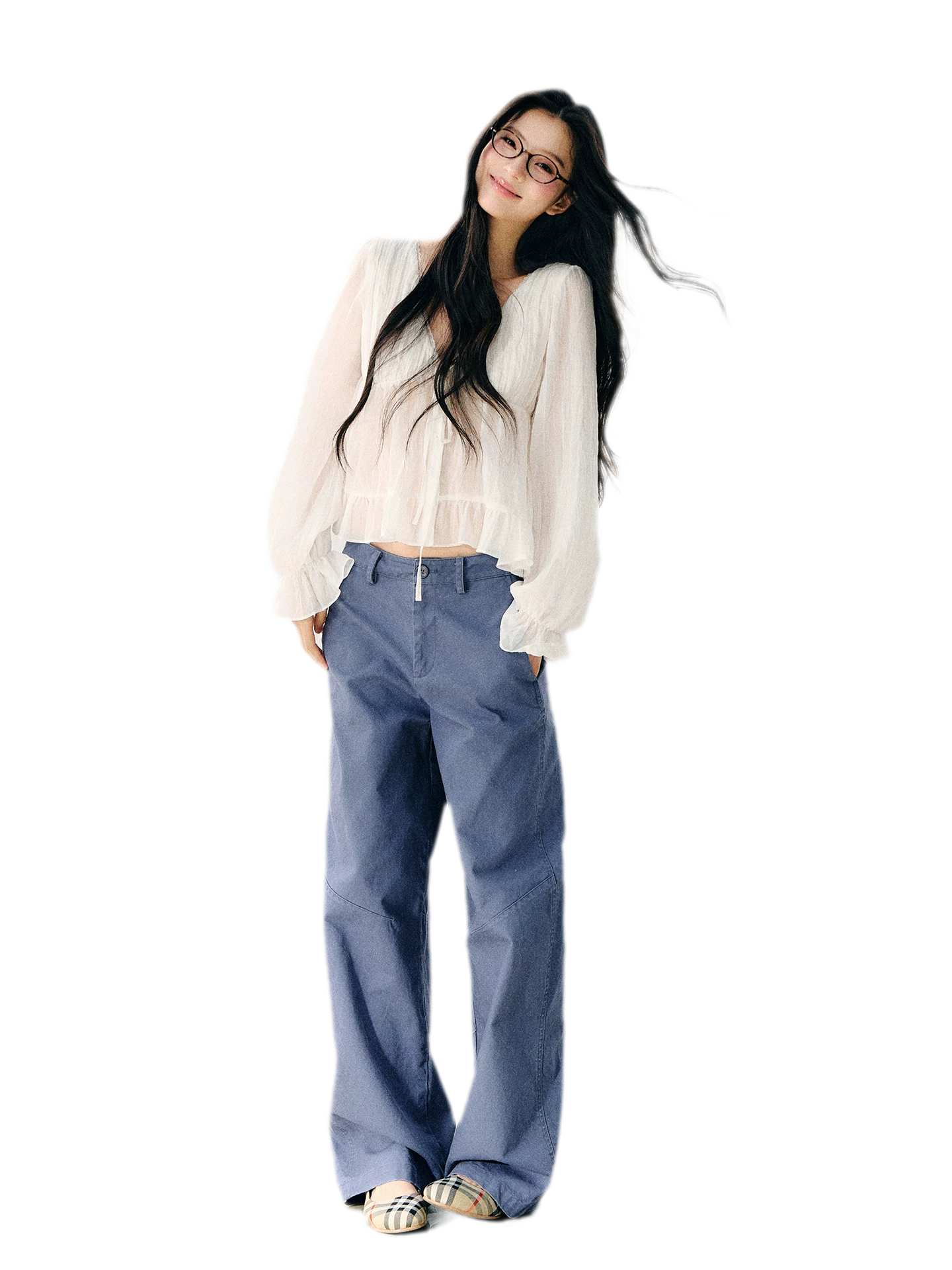 Washed Twill Cotton Pants