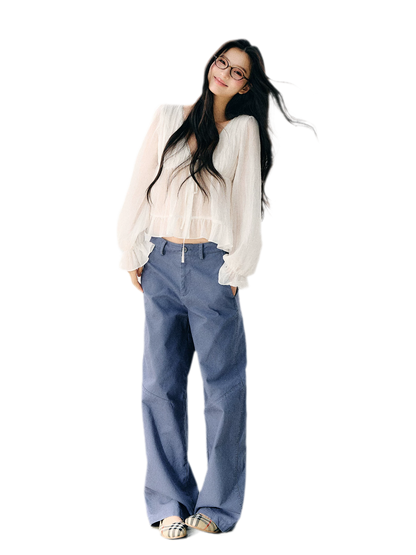 Washed Twill Cotton Pants