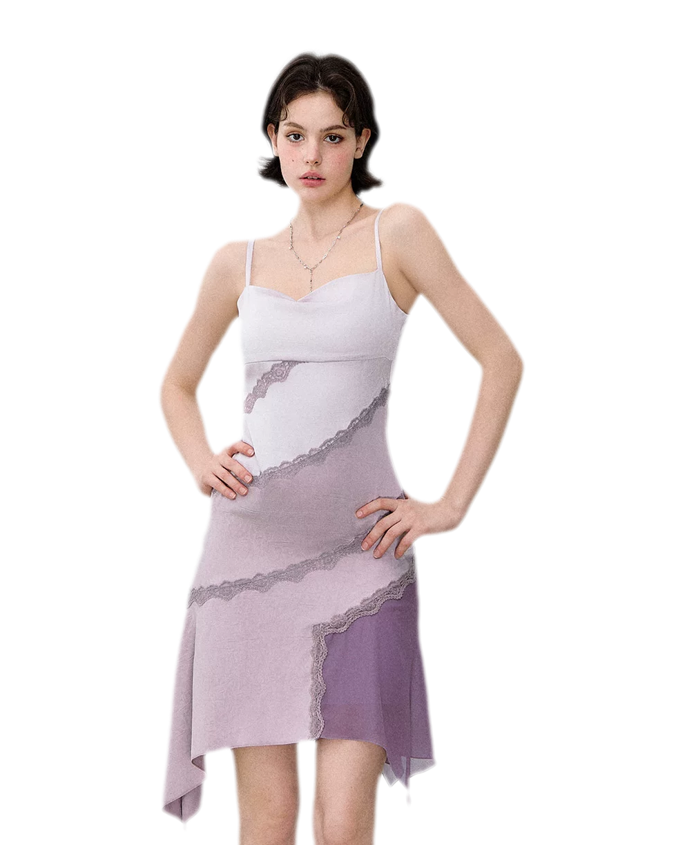 Asymmetric Satin Cami Dress